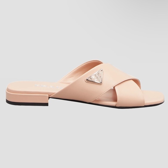 Prada leather crisscross flat slide sandal sz us 6.5 - Picture 1 of 13